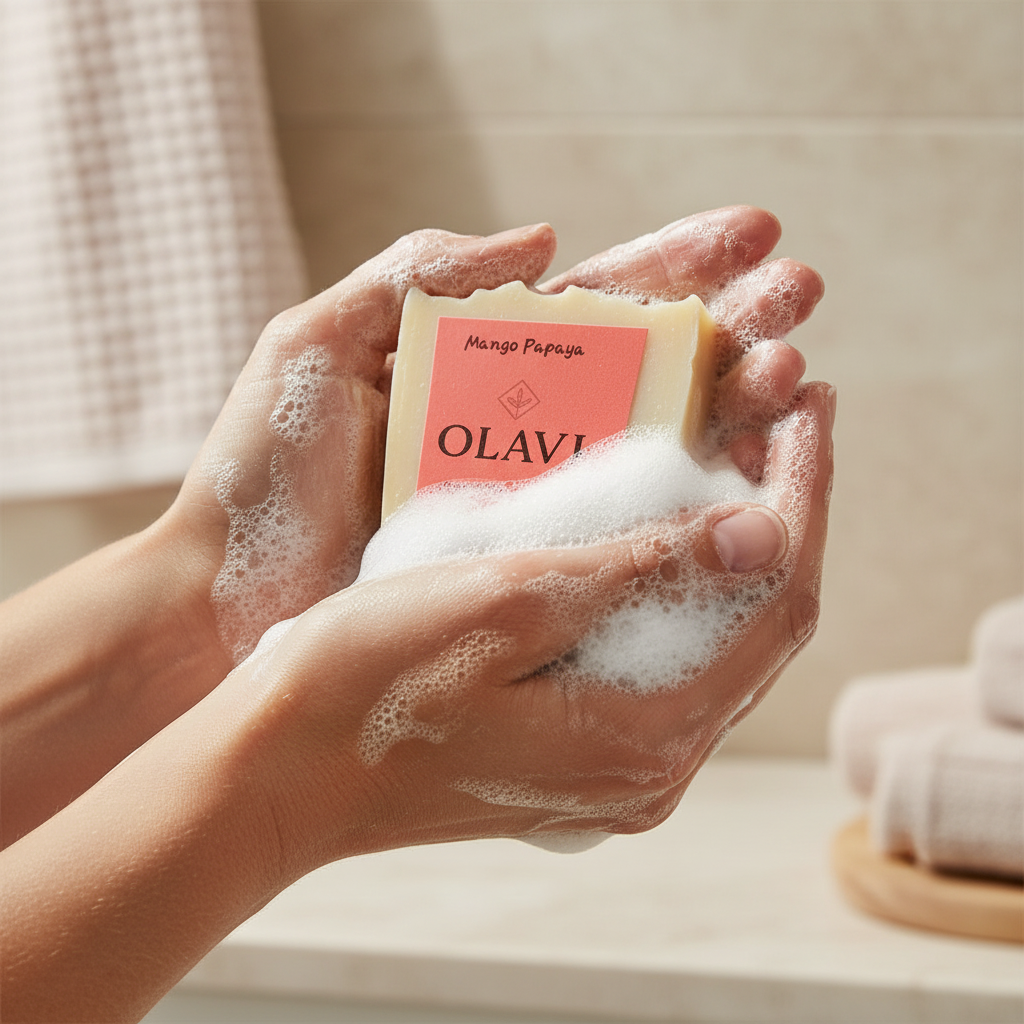 Mango Papaya Handmade Soap Bar – Nourishing, Moisturizing & Gentle