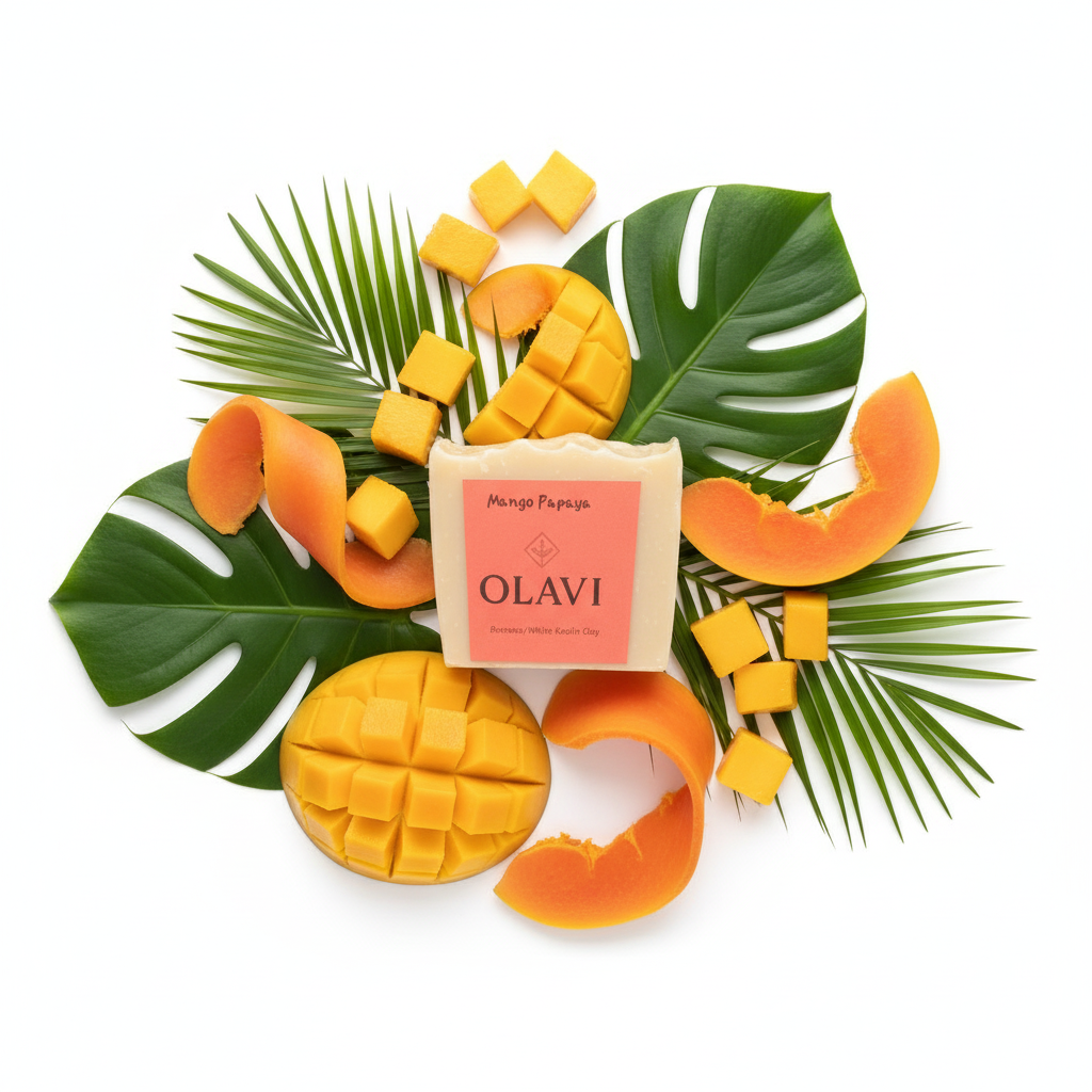 Mango Papaya Handmade Soap Bar – Nourishing, Moisturizing & Gentle